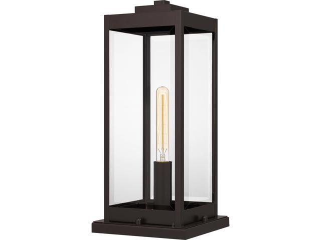 Westover 19' Outdoor Pier Mount Light, 1-Light Western Bronze Pier Mount Lantern with Clear Glass, E26 Base, ETL Wet Rated