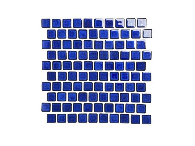 1x1 Cobalt Blue Square Brick Porcelain Mosaic Tile 12x12 Mesh 1-1/8' Glossy Floor Wall Pool Backsplash Kitchen Bathroom Accent Decor (5 Sheets)
