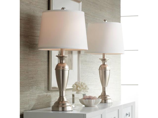 Carlton Blair 25' High Traditional Table Lamps Set of 2 with Smart Sockets Silver Brushed Nickel Finish Metal Living Room Bedroom Bedside...