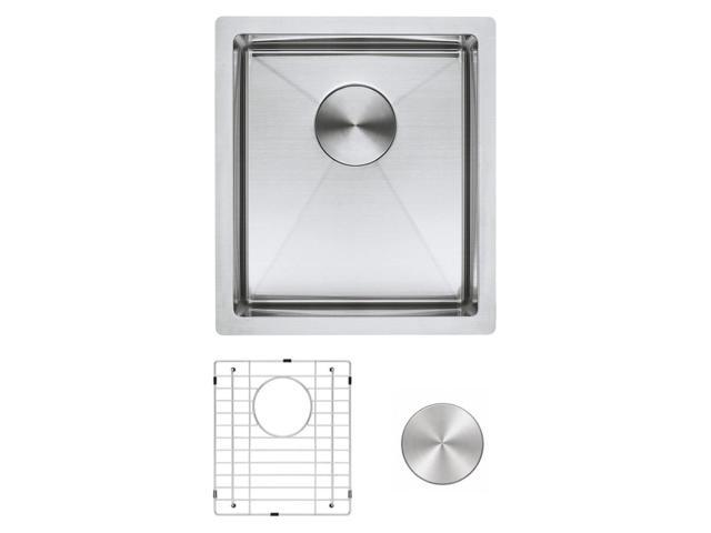 Zuhnë Modena 15 Undermount Kitchen Sink, 16 Gauge T304 18/10 Stainless Steel, Brushed Finish, Sound Guard, Single Bowl 15 x 17 x 10.25 in, R10...