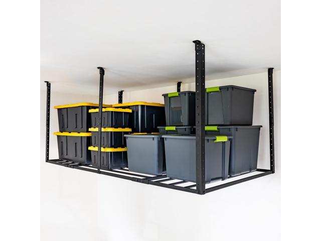 4 x 8 Overhead Garage Storage Rack, Ceiling Shelf Overhead Organization, Heavy Duty Steel Platform Holds 700 lbs, 96 in. x 48 in. x 40 in