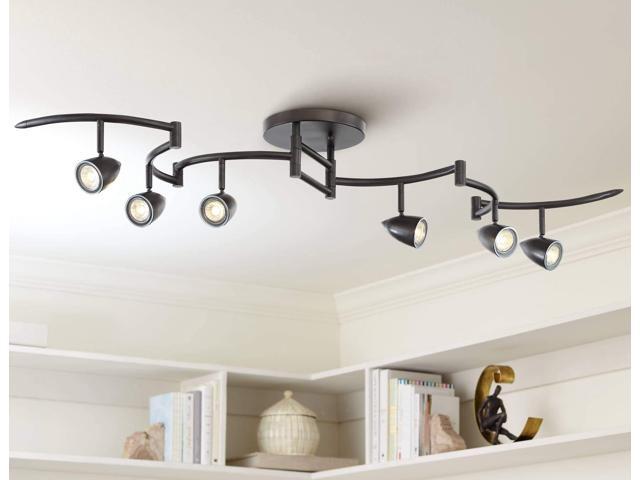 Heavy Duty Axel 6-Head LED Ceiling Track Light Fixture Kit Spot-Light GU10 Dimmable Black Metal Farmhouse Rustic Industrial Large Kitchen Bathroom...