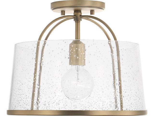 HomePlace Lighting 247011AD Madison Transitional Clear Seeded Glass Dual Mount Convertible Pendant/Semi-Flush Ceiling Light, 1-Light 100 Watt, 12'.