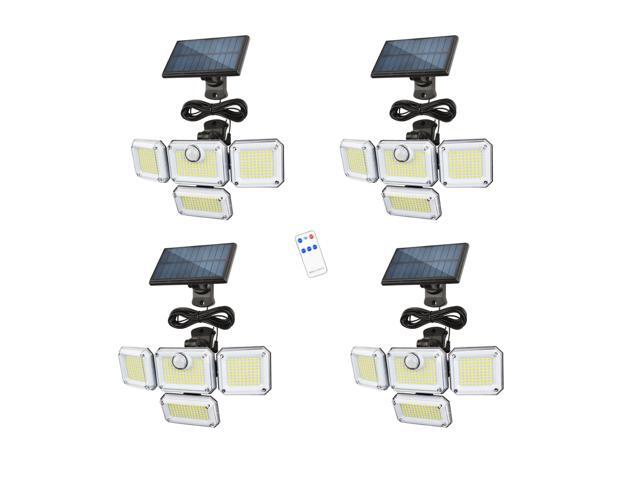 Solar Outdoor Lights with Motion Sensor,Solar Powered 4 Heads Security Lights,333 LED Flood Light 270Â° Wide Angle Flood Wall Lights with 3 Modes.