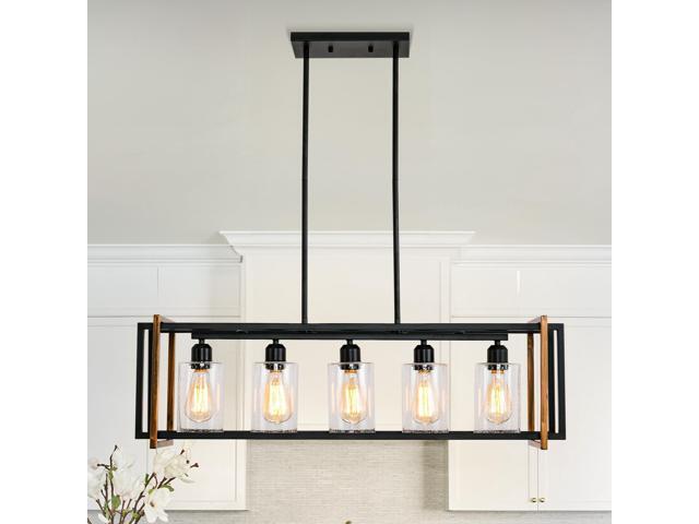 Dining Room Light Fixture, 5-Light Black Chandeliers for Dining Room, Farmhouse Kitchen Island Lighting, Pendant Lights Kitchen Island, Dining Room.