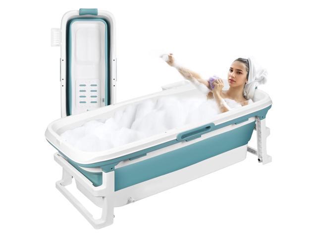 Portable Bathtub, 58/56/50/46 Inch Collapsible Bathtub, Freestanding Foldable for Adults, Folding Tub for Shower, Hot Bath, Ice Bath (Grey-A-130cm)