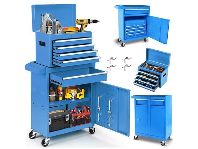 5-Drawer Rolling Tool Chest, Detachable Top Tool Box, Lockable Metal Tool Cabinet with Wheels, Adjustable Shelf and Liner for Garage Workshop...