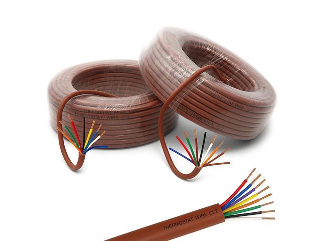 18/8 Thermostat Wire, CL2 Rated, 8 Conductor Solid Copper Cable, Brown, 250 Ft Roll for HVAC Control Systems (Brown, (2-Pack) 18/8-2 Rolls of 125 Ft.)