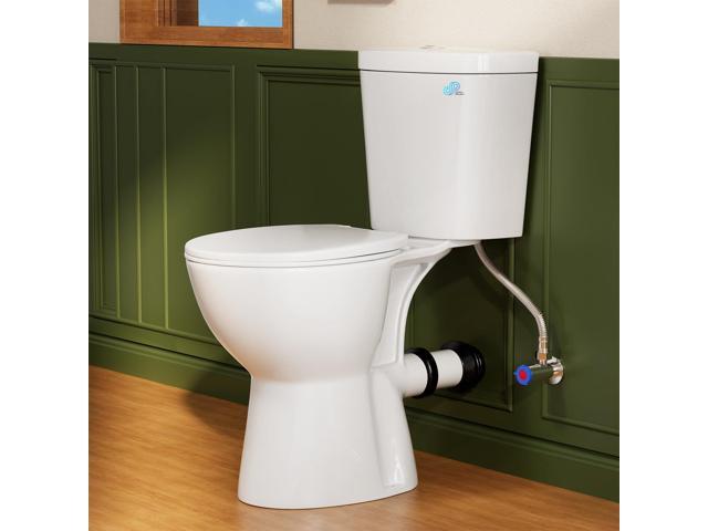 Rear Discharge Toilet with 19 Inch Tall Toilet Bowl, Rear Outlet Toilet - Powerful & Quiet Dual Flush 1.28GPF High Toilets for Seniors, Includes.