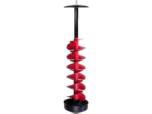 E-Drill Cordless Nylon 8' Ice Auger with 8' Centering Point Blade, Bit with Drill Adapter & Top Plate for Ice Fishing, Red