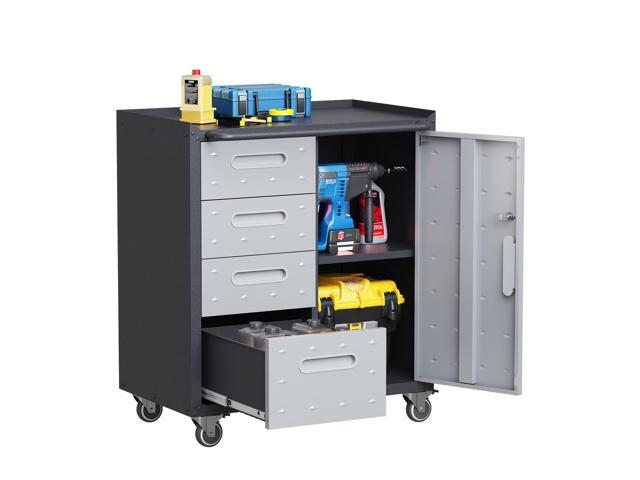 Metal Storage Cabinet with Drawers Heavy Duty Steel Rolling Tool Cabinets on Wheels Garage Storage Cabinet Mobile Locking Tool Carts for Kitchen...