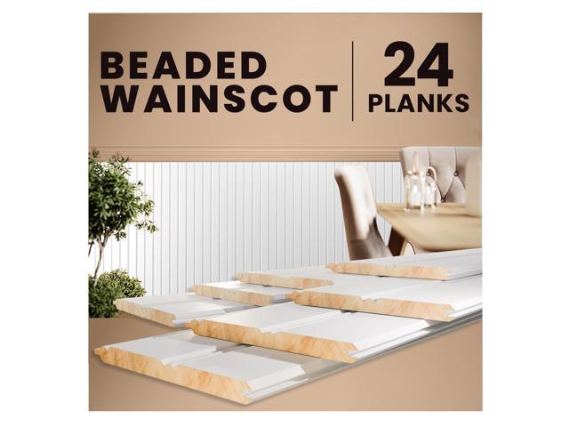 Real Wood Beadboard Wainscoting Panels - Primed Tongue and Groove Pine Solid Wood Wall Panels, 32 Tall, Knot-Free Interior Wall Paneling, Ready to.