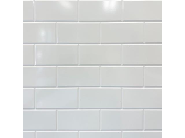 129 Subway PVC 2' x 8' Glue-up Backsplash Panels (Covers / 64 sq.ft), Gloss White, 4 Piece