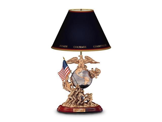 The Bradford Exchange U. S. Marines Esprit De Corps Tabletop Lamp with Sculpted War Memorial and Eagle, Globe & Anchor Base