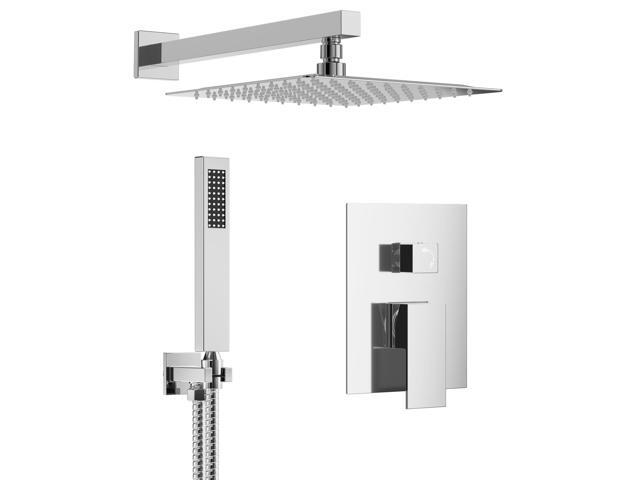 10 Inch Shower Faucet Set, High Pressure Rainfall Shower Head and Handheld Sprayer Combo, Polished Chrome