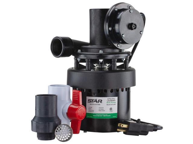 STL001 Automatic Utility/Laundry Sink Pump (1/3 HP) Mounts Directly Under Sink Tub, Heavy-Duty Thermoplastic, 115V, Includes Drain Screen, Check...
