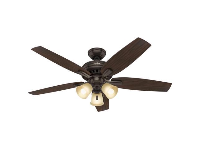 52 inch Indoor Ceiling Fan with LED Lights - Bronze Ceiling Fan with Pull Chain, For Bedroom or Living Room, Standard Mount, No Remote, 5 Blades,.