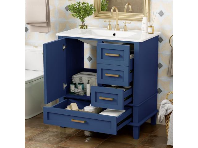 30' Bathroom Vanity with Sink, Bathroom Vanities 30 Inch with Top, Single Sink Bathroom Vanity with 3 Drawers and 1 Soft Closing Door, 30 Restroom...