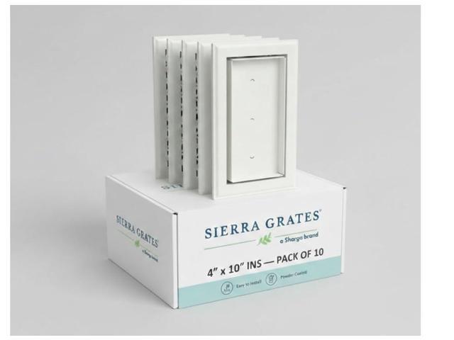 Premium Air Vent - 4x10 Drop in, Glacier White, Flush Mount Floor Register with Damper 4' x 10' White Modern Air Vent for AC and Heating Heavy Duty...