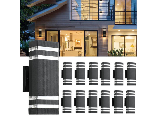 12Pack 12inch LED Square Up & Down Outdoor Wall Lights,4000K Day White 14W Outdoor Wall Light Aluminum Body Waterproof IP65 led Porch Wall Light for...