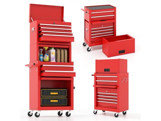 2-in-1 Rolling Tool Chest with 5 Drawers, Heavy-Duty Metal Tool Box with Wheels, Detachable Top Tool Box & Rolling Tool Cabinet for Garage, DIY.