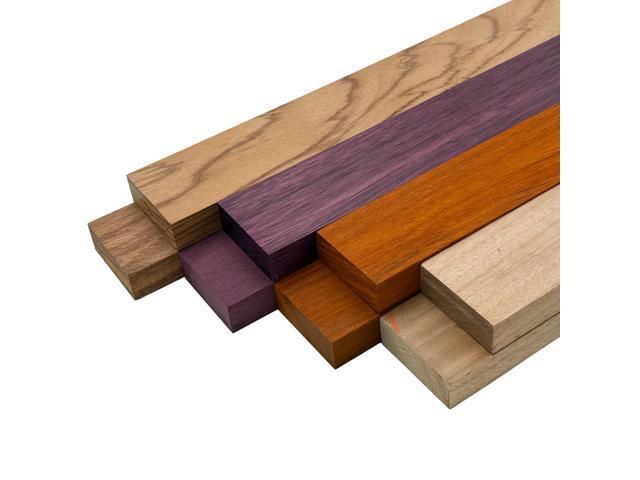 Imported Exotic Hardwood Variety Pack - Red Zebrawood, Purpleheart, Padauk, Okoume - 3/4' x 2' (8 Pcs) (3/4' x 2' x 48')