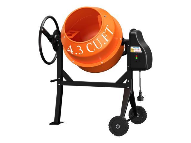 Electric Cement Mixer, 4.3 Cu. Ft. 450W 3/5HP Portable Concrete Mixer Machine with Wheels & Stand Steel for Stucco, Mortar, Feed Mixing, Ideal for...