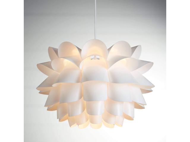 White Flower Hanging Pendant Lighting Fixture 19 1/2' Wide Modern Blooming Curved Petals for Dining Room Living House Home Foyer Kitchen Island.