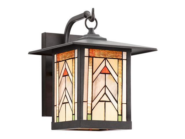 Stained Glass Outdoor Light Fixture - 11.75' H - Mission Style Porch Light - Niki