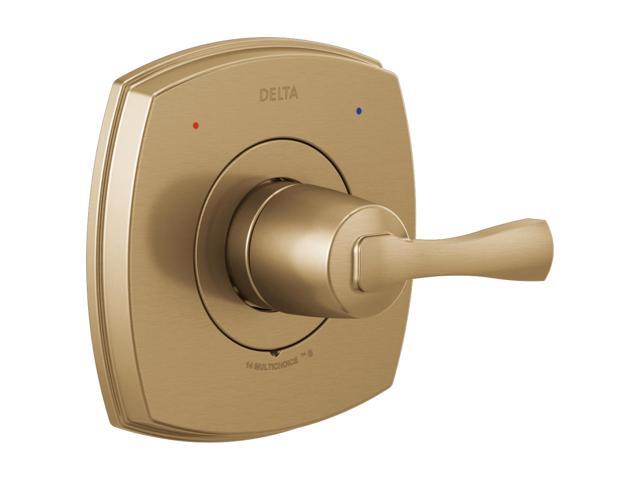 Faucet Stryke 14 Series Single-Function Gold Shower Valve Trim Kit, Shower Handle, Shower Trim Kit, Lumicoat Champagne Bronze T14076-CZ-PR (Valve.