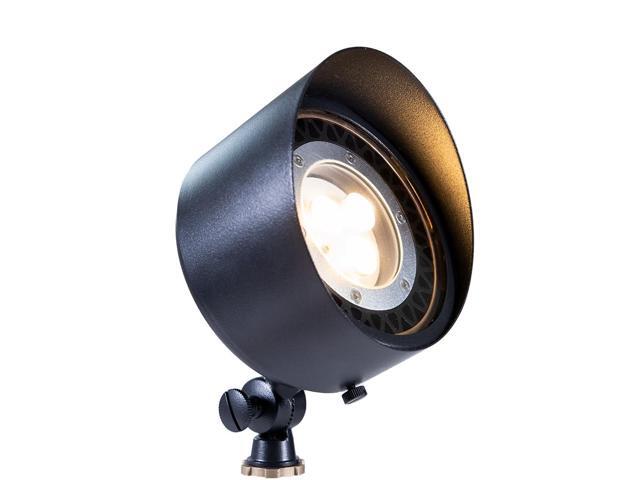 12V Brass Flood Light (Black) with 9W 2700K Warm White PAR36 LED Bulb (900 Lumens) for Low age Landscape Lighting of House, Yard, Outdoor Wall,...
