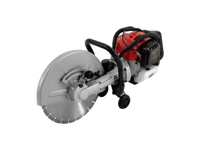 16In Gas Concrete Saw,1400w Concrete Gas Powered Cut-Off Saw with Blade and Directional Wheel, 2-Stroke 52cc Engine Cement Masonry Wet Dry...