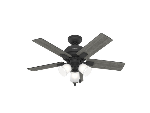 44 inch Indoor Ceiling Fan with LED Lights - Black Ceiling Fan with Pull Chain, For Bedroom or Living Room, Standard Mount, No Remote, 5 Blades,...