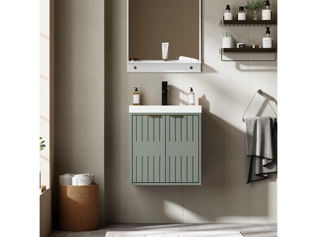 20' Floating Bathroom Vanity Sink Combo, Modern Wall Mounted Bathroom Cabinet with Resin Sink Top, Soft-Close Painted Door, Metal Handles, Matte...