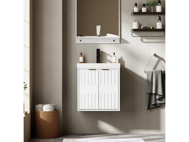 20' Floating Bathroom Vanity Sink Combo, Modern Wall Mounted Bathroom Cabinet with Resin Sink Top, Soft-Close Painted Door, Metal Handles, Matte...