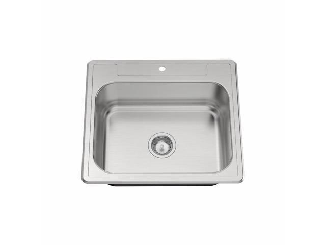 Zuhnë Fortuna 25 Drop In Utility Laundry Kitchen Sink, Single Bowl 25 x 22 x 8 in, T304 18/10 Stainless Steel, Brushed Finish, 20 Gauge, Single.