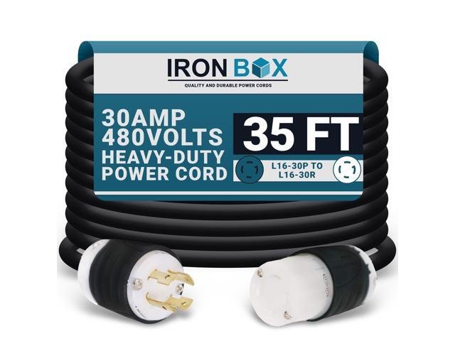 IronBox Electric NEMA L16-30 Plug & Connector Twist Lock Extension Power Cord - 30 Amp, 480V, 8/4 SOOW - Heavy Duty Electrical Adapter - UL Listed...