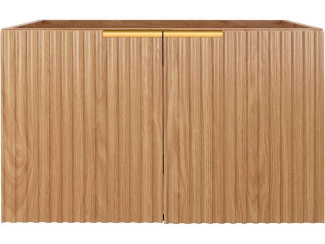 Modern Bathroom Vanity with Wavy Textured Doors - Wall Mounted Floating Cabinet, Soft-Close Waterproof Storage for Small Bathroom, Easy Install.