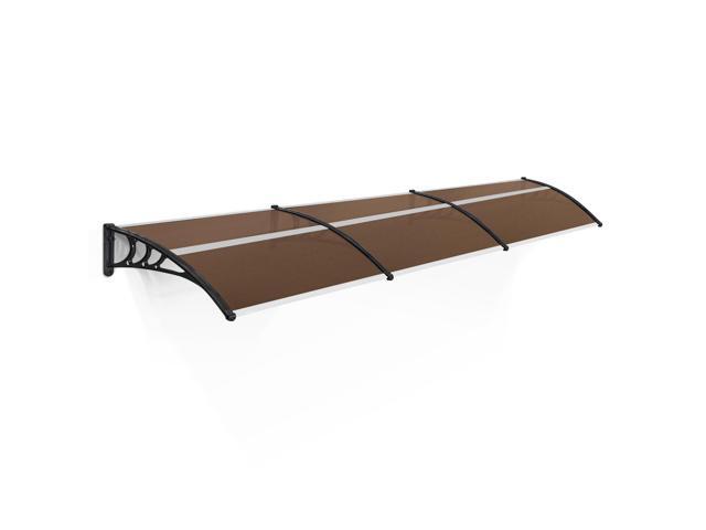 115.9' x 37.8' Window Awning Outdoor Polycarbonate Door Shade Patio Cover Canopy, 6055-4012 (Brown Board with Black Bracket)