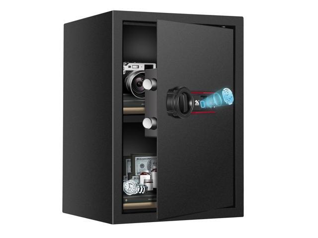 Biometric Fingerprint Safe Box, 1.8 Cubic Feet Digital Keypad Security Safes with Removable Shelf, Quick-Access Smart Biometric Safe for Home and.