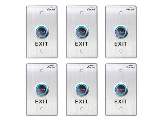 6 Pack FPC-7548 VIS-7013 Indoor Stainless Steel No Touch Request to Exit Button with Time Delay Standard Size with LED Light NC COM and NO Outputs