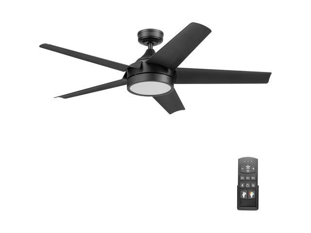 Byard 52 Inch Indoor and Outdoor Ceiling Fan with Color Changing LED Light and Remote Control, 5 Blades, Matte Black