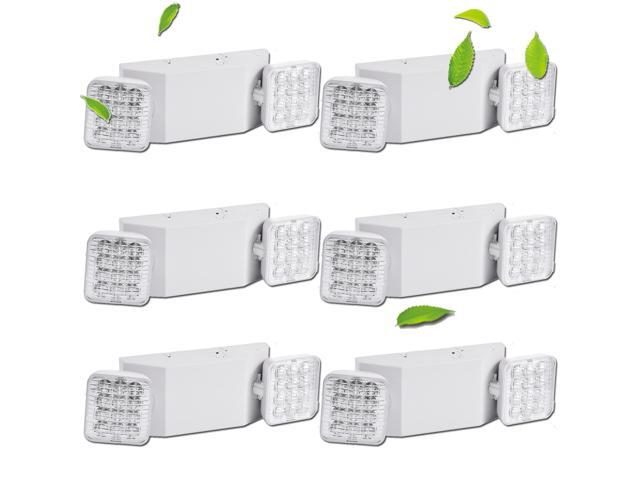 6 Pack LED Emergency Lights Fixture, Commercial Emergency Lights with Battery Backup, Square 2 Head Adjustable Emergency Light for Home & Business,.