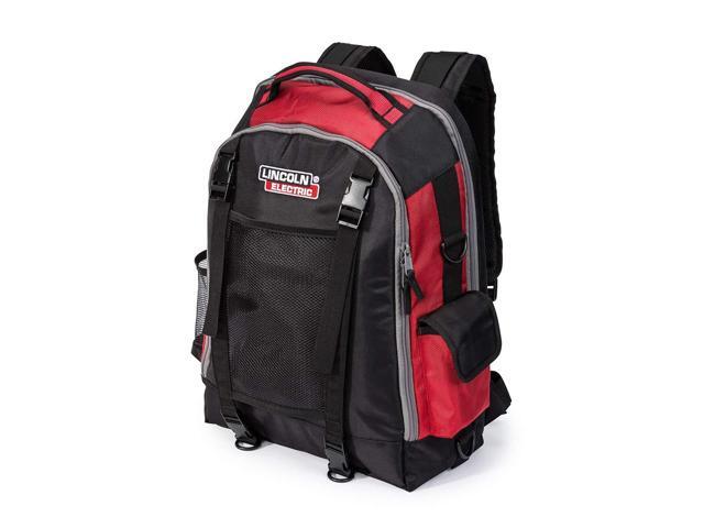 Welders All-in-One Backpack Tool, PPE and Electronics Storage Adjustable External Storage Net K3740-1, Black, Red, Grey