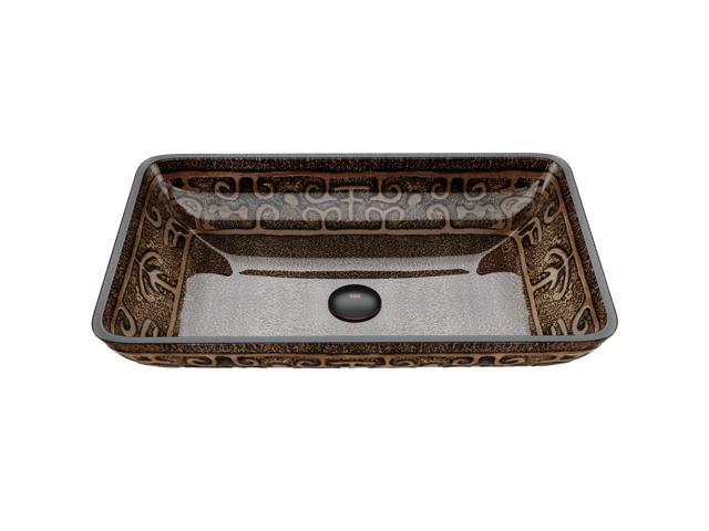 Donatello 23'L x 15'W x 5'H Over the Counter Glass Rectangular Vessel Bathroom Sink in Gold and Brown Fusion -VG07045
