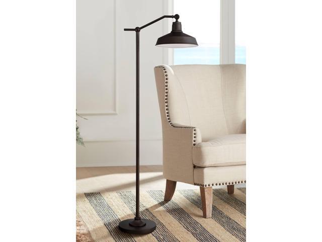 Kayne Industrial Rustic Downbridge Floor Lamp with USB Charging Port 61' Tall Satin Bronze Dome Metal Shade Adjustable Head for Living Room Reading...
