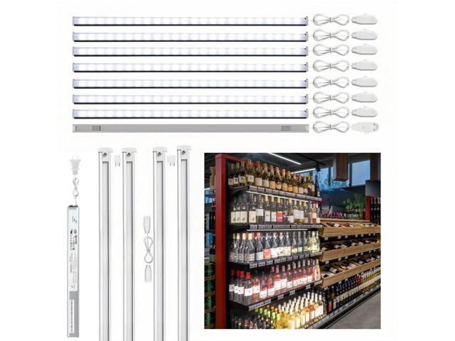 Retail Gondola Light Kit, 6000K Pure White Magnetic Mount with 24V Driver & Power Track for Retail, Supermarket, Liquor & Gas Station Shelves, 40...