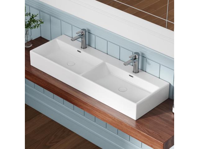 Bathroom Vessel Sinks 48' x 16.5', Premium Wall Mount Bathroom Vanity Vessel Sink, Trough Floating Vessel Sink Rectangular, Lavabo para Baño,...