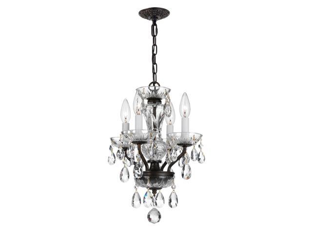 Traditional Crystal 4 Light Clear Italian Crystal English Bronze Mini Chandelier