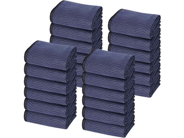 Moving Blankets 12 Pack, Heavy Duty 35 lb/dz, Quilted Furniture Pads Large 80x72 Inches for Moving and Storage (24, Dark Blue)